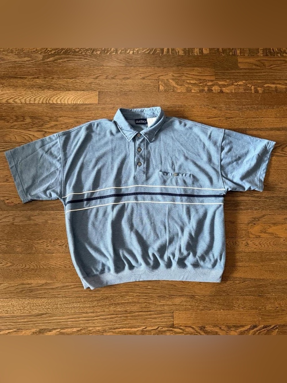 Puritan 90s boxy textured stripe polo
